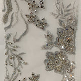 Beaded Lace Fabric on Polyester Net Mesh 50"