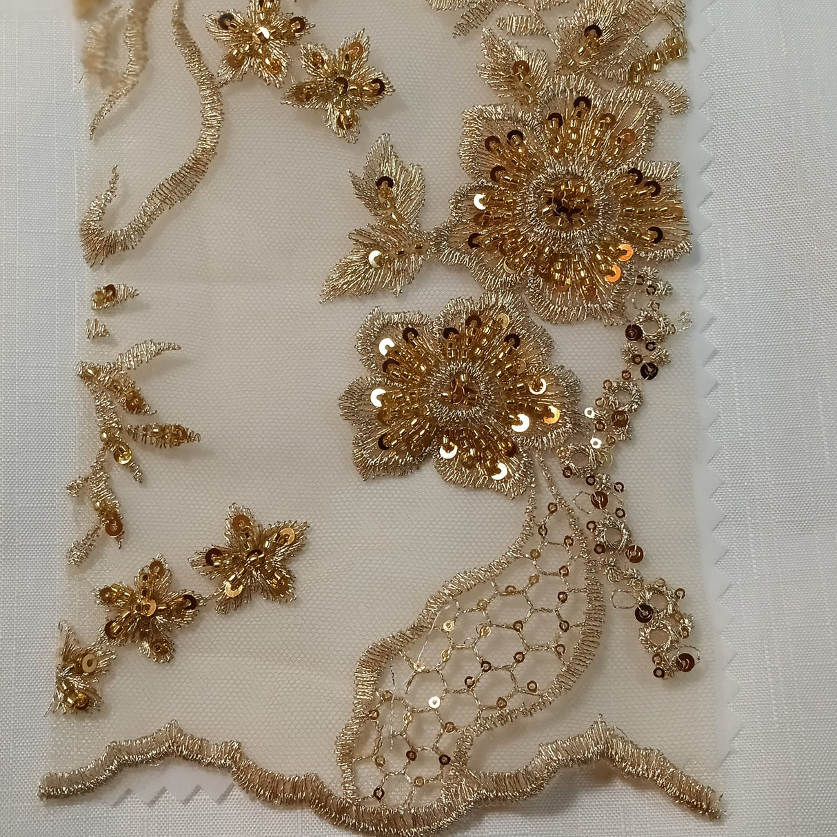 1 Yard Silver Beaded Lace Fabric Embroidered on Polyester Net Mesh for Couture Sewing 50 Inch Width