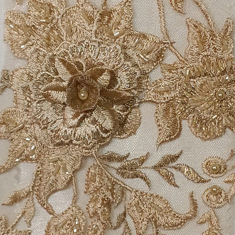 Beaded 3D Floral Lace Fabric 50" Wide