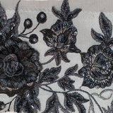Beaded 3D Floral Lace Fabric