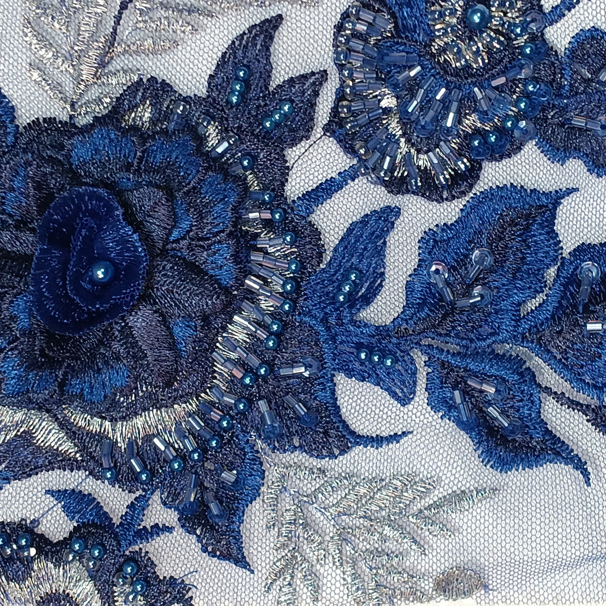 Beaded 3D Floral Lace Fabric
