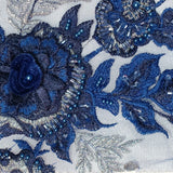 Beaded 3D Floral Lace Fabric
