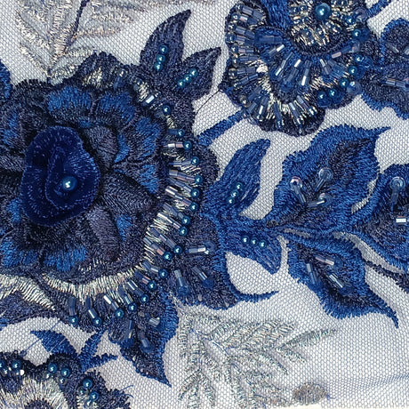 Beaded 3D Floral Lace Fabric 50" Wide