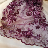 1 Yard Stunning Beaded 3D Floral Lace Fabric Embroidered on Polyester Net Mesh