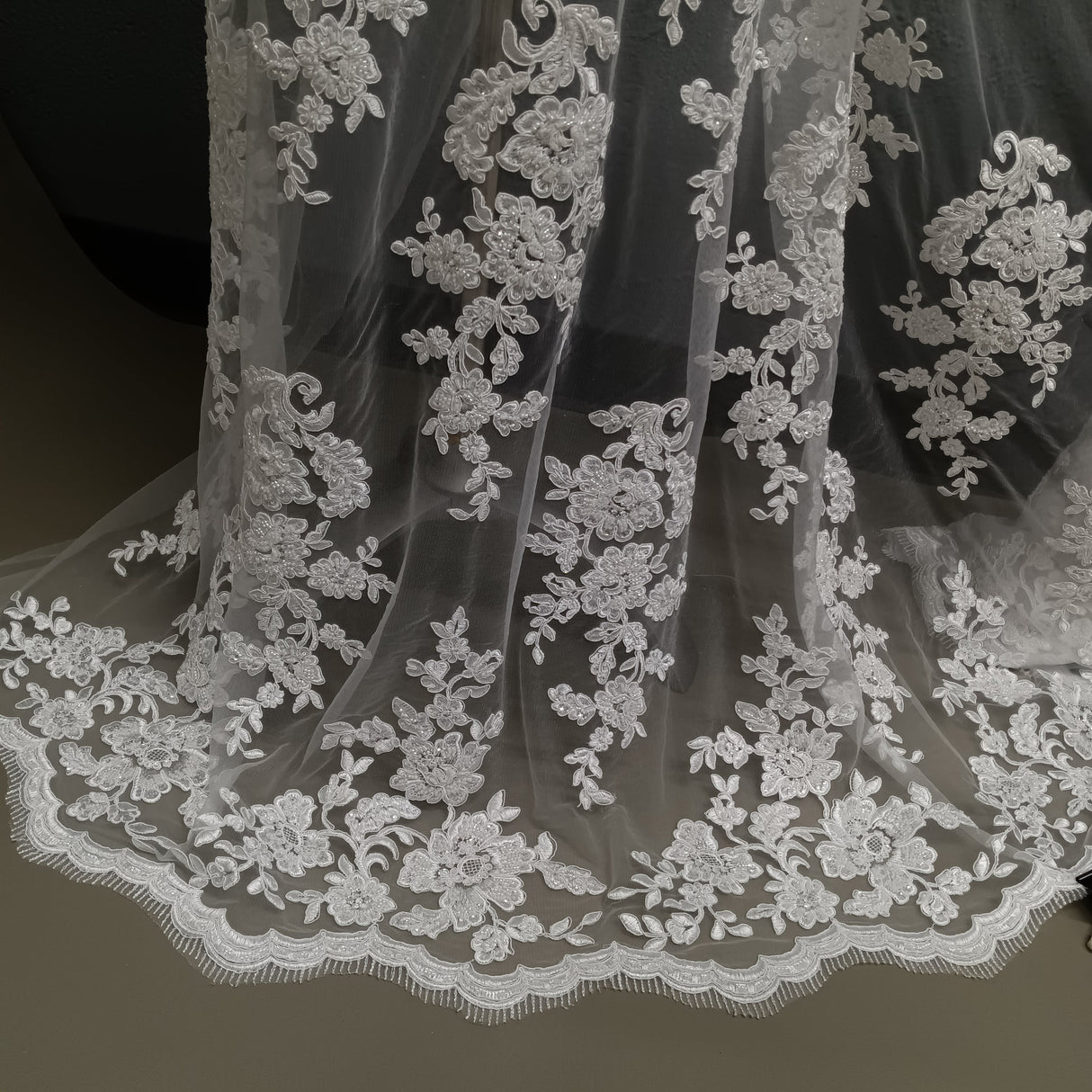 Beaded Corded Bridal Lace Fabric 51" Wide