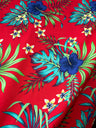 Hibiscus Monstera & Plumeria Flower Clusters Cotton Fabric - Black, Yellow, Red, Blue Floral Print, 36" X 42" (1 Yard)