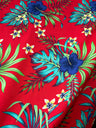 Hibiscus Monstera & Plumeria Flower Clusters Cotton Fabric - Black, Yellow, Red, Blue Tropical Floral Print, 36" X 42" (1 Yard)