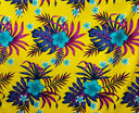 Cotton Fabric Hibiscus Monstera & Plumeria Flower Clusters