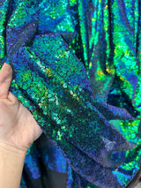 Stretch Sequin On Mesh Green Iridescent