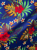 Cotton Fabric Hibiscus Monstera & Plumeria Flower Clusters