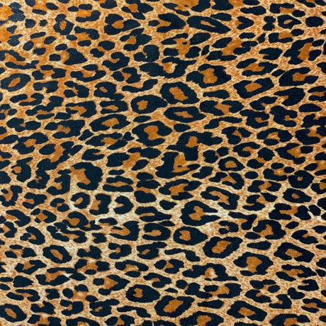 Leopard Print Stretch Velvet Fabric - 92% Polyester 8% Spandex, Leopard Print, 60" Width (1 Yard)