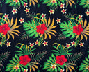 Cotton Fabric Hibiscus Monstera & Plumeria Flower Clusters