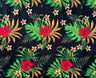 Cotton Fabric Hibiscus Monstera & Plumeria Flower Clusters