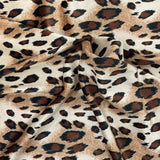 Leopard Print Stretch Velvet Fabric - 92% Polyester 8% Spandex, Leopard Print, 60" Width (1 Yard)