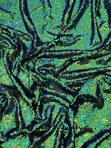 Stretch Sequin On Mesh Green Iridescent