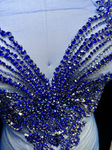 Royal Blue Rhinestone Bodice Applique