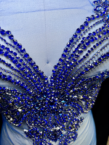 Royal Blue Rhinestone Bodice Applique