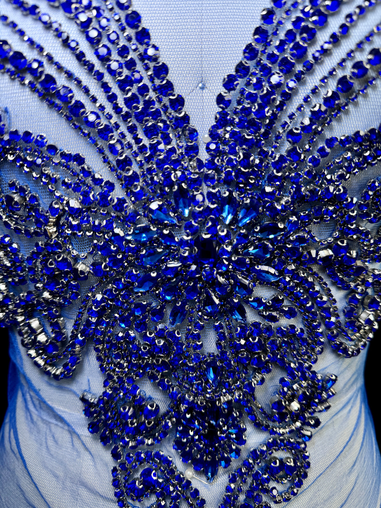 Royal Blue Rhinestone Bodice Applique