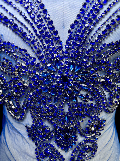 Royal Blue Rhinestone Bodice Applique