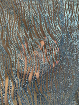 Glitter Wave Design Lace Baby Blue
