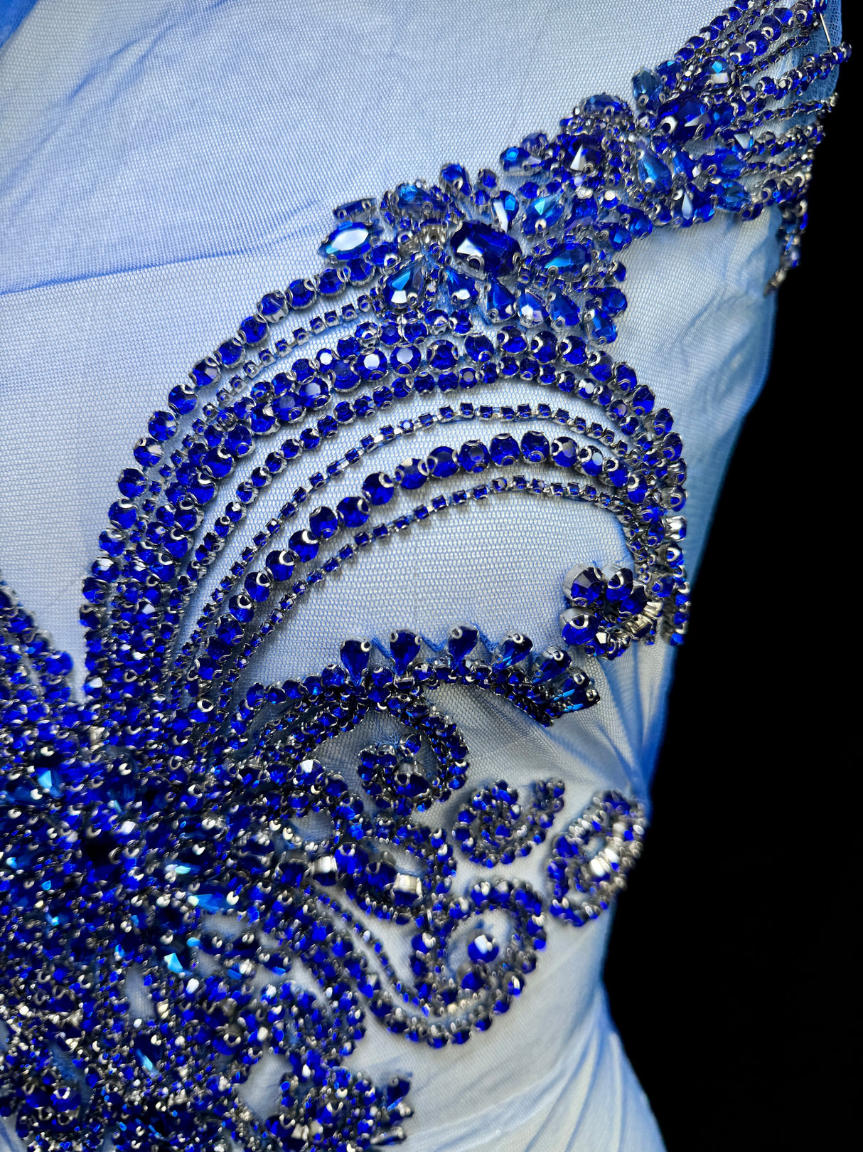 Royal Blue Rhinestone Bodice Applique