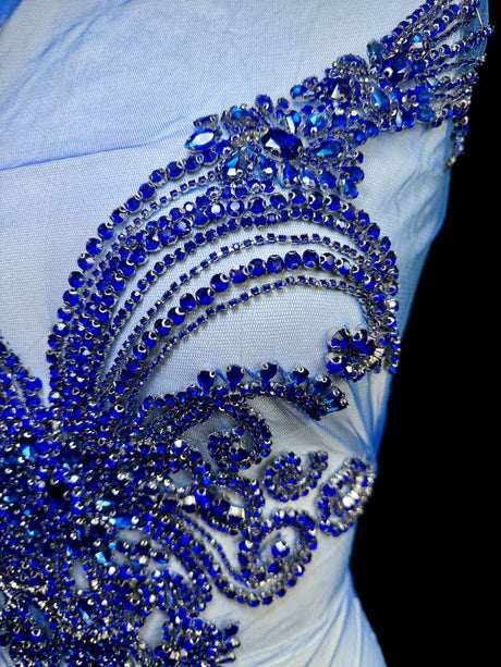 Royal Blue Rhinestone Bodice Applique