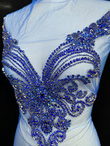 Royal Blue Rhinestone Bodice Applique