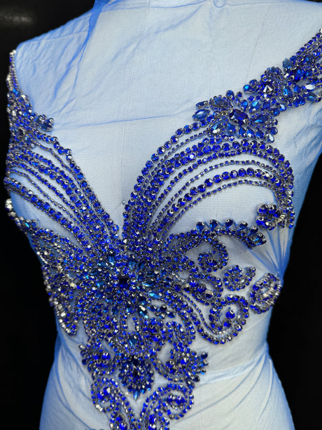 Royal Blue Rhinestone Bodice Applique
