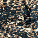 Leopard Print Stretch Velvet Fabric - 92% Polyester 8% Spandex, Leopard Print, 60" Width (1 Yard)