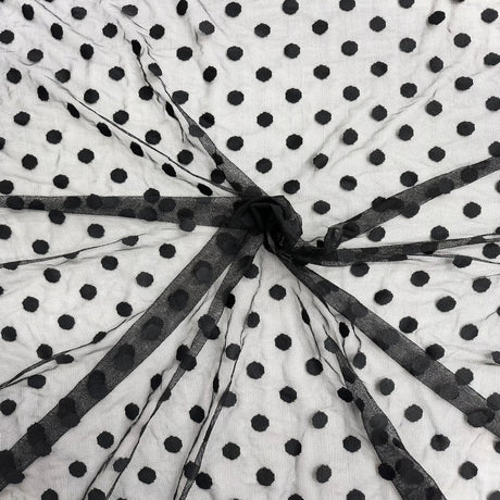 Mesh Fabric Flocked Polka Dot 58" Wide