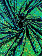 Stretch Sequin On Mesh Green Iridescent