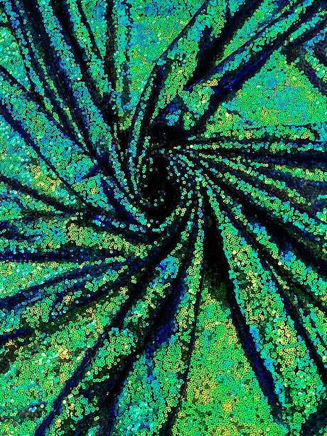 Stretch Sequin On Mesh Green Iridescent