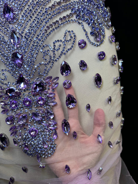 Lavender Rhinestone Bodice Applique
