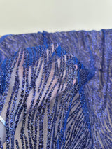 Glitter Lace Royal Blue Wave Design