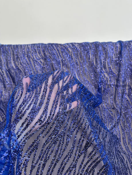 Glitter Lace Royal Blue Wave Design