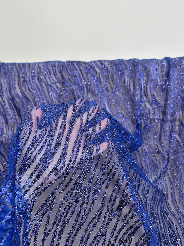 Glitter Lace Royal Blue Wave Design