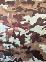 Stretch Satin Khaki Camouflage Army Print