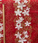 Tiare Garden Glitter Polyester Fabric - Various Color Background, White And Glitter Gold Floral Plumeria Design, 60" Width (1 Yard)