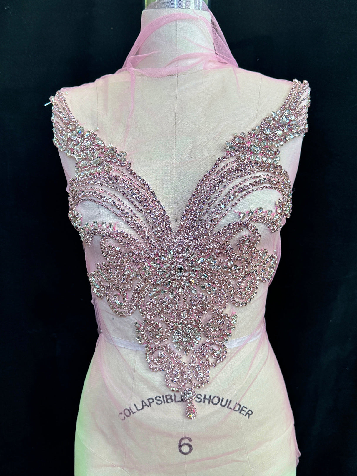 Baby Pink Rhinestone Bodice Applique