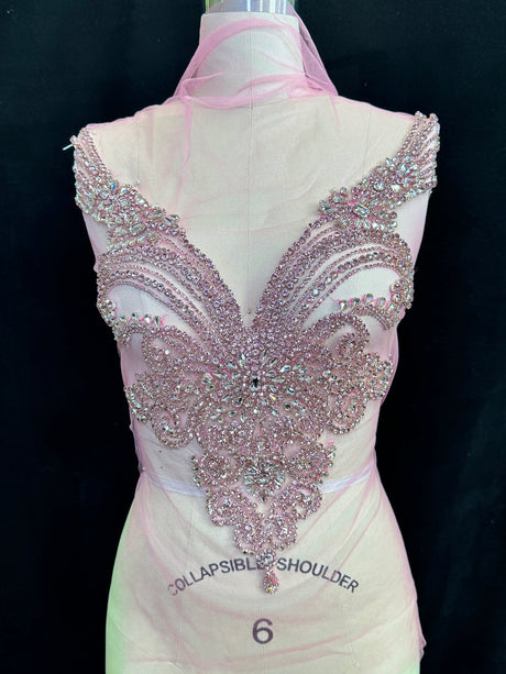 Baby Pink Rhinestone Bodice Applique