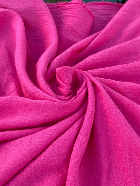 Fuchsia Crinkle Cotton Gauze