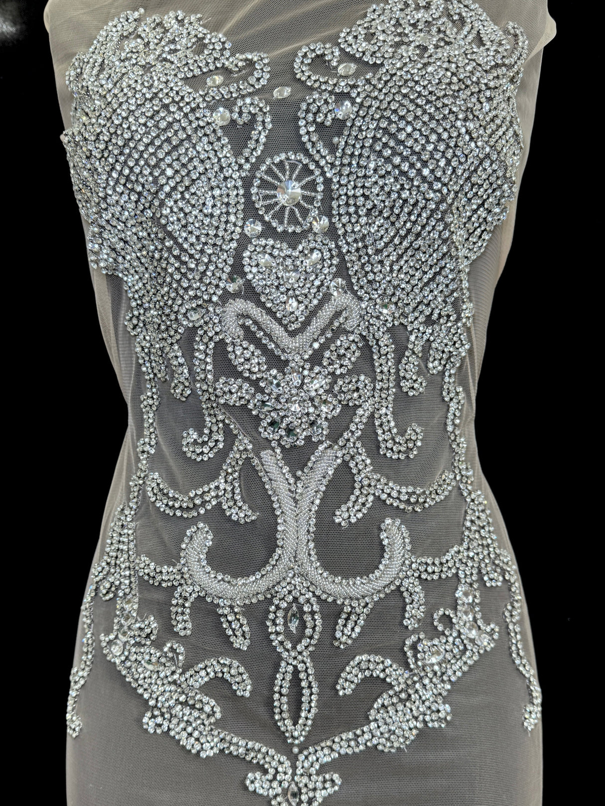 Silver Rhinestone Bodice Applique