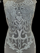 Silver Rhinestone Bodice Applique