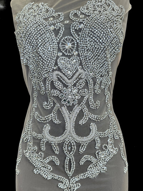 Silver Rhinestone Bodice Applique
