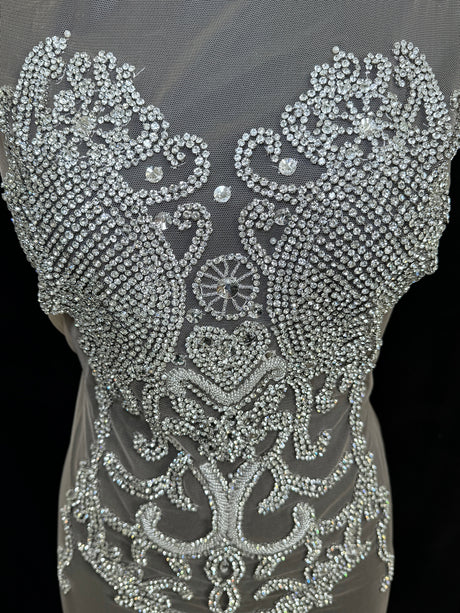 Silver Rhinestone Bodice Applique