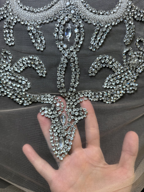 Silver Rhinestone Bodice Applique