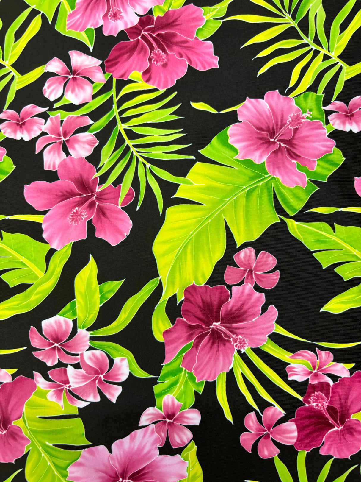 Tropical Pink Hibiscus Floral Spandex Fabric - Pink Hibiscus Floral, 58"/60" Width (Yard 36" X 60")