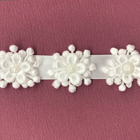 Beaded 3D Guipure Floral Lace Trim 1"