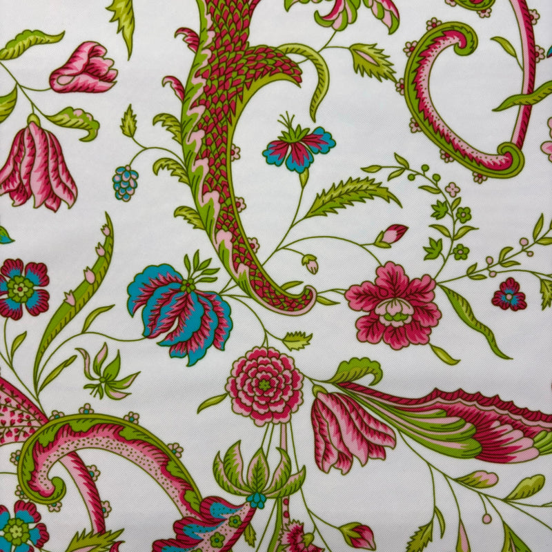 Teal And Pink Paisley Polyester Spandex Fabric - Teal And Pink Paisley, 58"/60" Width (1 Yard)