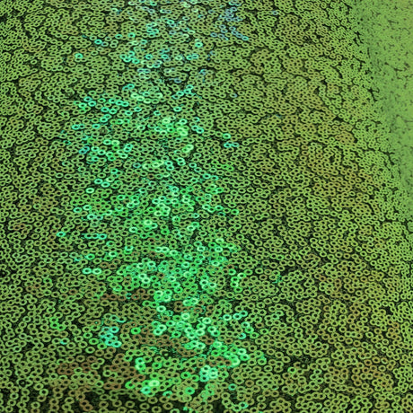 Iridescent All Over Sequins Polyester Fabric - Orange Iridescent, Black Mesh, 60" Width (1 Yard)